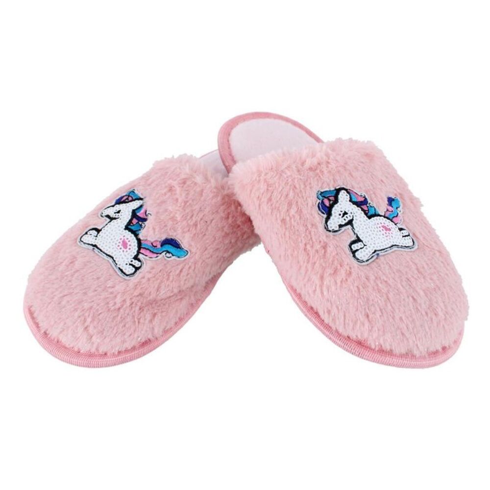 CTM Girl's Fuzzy Unicorn Slide Slippers
